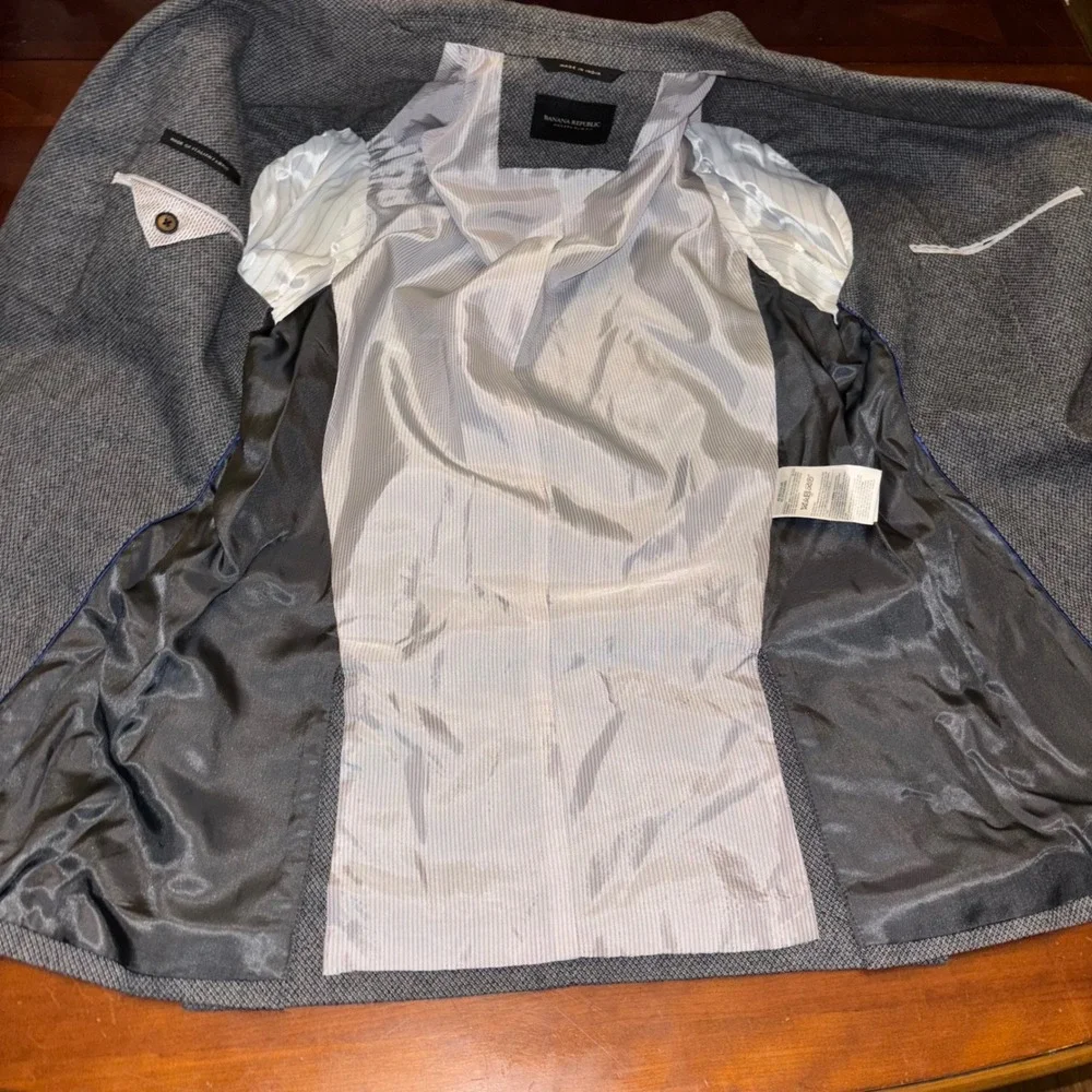 Banana Republic‎ | Mens 42 R |Gray Textured Slim Fit Blazer | Italian Fabric
